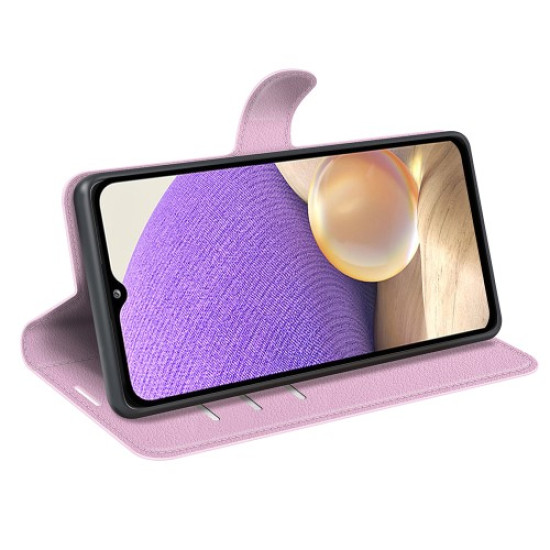 Litchi Texture PU Leather Folio Case Magnetic Clasp Anti-scratch Phone Cover with Stand Wallet for Samsung Galaxy A53 5G - Pink Samsung Cases Mobile