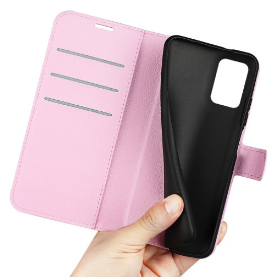 Litchi Texture PU Leather Folio Case Magnetic Clasp Anti-scratch Phone Cover with Stand Wallet for Samsung Galaxy A53 5G - Pink Samsung Cases Mobile