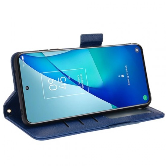 Θήκη Πορτοφόλι με Βάση Στήριξης (Όψη Δέρματος) για TCL 20S / 20 5G / 20L / 20L+ - Σκούρο Μπλε TCL Θήκες Κινητών