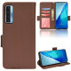 Litchi Texture PU Leather Stand Case Flip Double Magnetic Closure Wallet Cover for TCL 20S / 20 5G / 20L / 20L+ - Brown TCL Mobile Cases