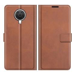 Magnetic Square Clasp Leather Wallet Stand Protective Case Cover for Nokia G20 - Brown