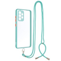 TPU + Acrylic Hybrid Back Phone Cover Crystal Shell with Lanyard for Samsung Galaxy A52 4G/5G / A52s 5G - Green