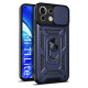 Shockproof Camera Slide Phone Case Cover with Kickstand Ring Holder for Xiaomi Mi 11 Lite 4G/5G - Blue XIAOMI Cases Mobile