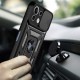 Shockproof Camera Slide Phone Case Cover with Kickstand Ring Holder for Xiaomi Mi 11 Lite 4G/5G - Red XIAOMI Cases Mobile