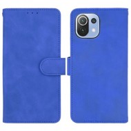 Silky Touch Leather Folio Flip Wallet Phone Cover Stand Case for Xiaomi Mi 11 Lite 4G/5G - Blue