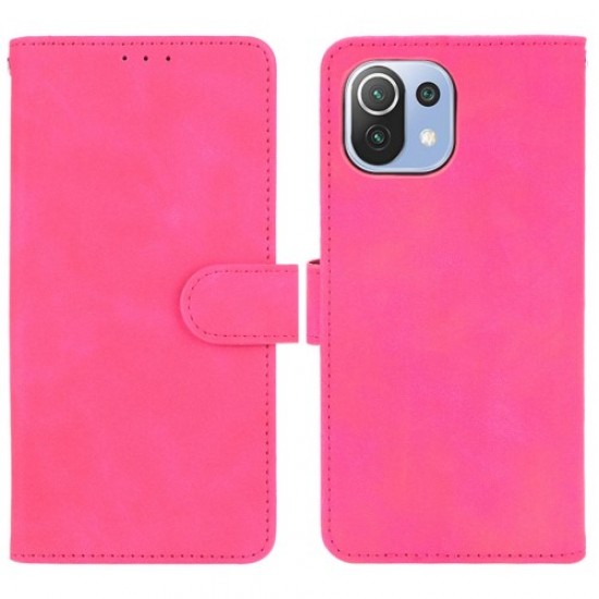 Silky Touch Leather Folio Flip Wallet Phone Cover Stand Case for Xiaomi Mi 11 Lite 4G/5G - Rose XIAOMI Cases Mobile