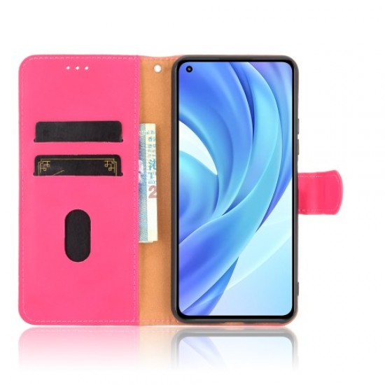 Θήκη Πορτοφόλι με Βάση Στήριξης (Όψη Δέρματος) για Xiaomi Mi 11 Lite 4G / 5G - Φούξια XIAOMI Θήκες Κινητών