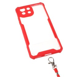 Ultra Clear Slim Shock Absorption Hard Acrylic Back + Soft TPU Protective Cover with Strap for Xiaomi Mi 11 Lite 4G / 5G - Red Ultra Clear Slim Shock Absorption Hard Acrylic Back + Soft TPU Protective Cover with Strap for Xiaomi Mi 11 Lite 4G / 5G - Red