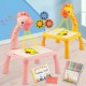 6689 Giraffe Projection Painting Table Drawing Board Projector Graffiti Writing Paint Board Desk Children Educational Toy with Music - Yellow Gadgets - Toys - Hobby
