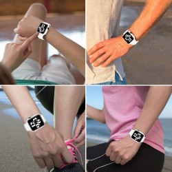 Σκληρή Θήκη με Ενσωματωμένο Σκληρυμένο Τζαμάκι (Tempered Glass) και Λουράκι Σιλικόνης για Apple Watch Series 7 45mm - Λευκό