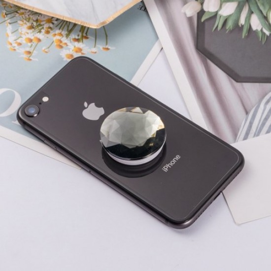 Diamond Texture Air Bag Mobile Phone Kickstand Cable Winder for iPhone XS/XS Max/XR/X. Samsung Galaxy S10/S9/S8 Etc. - Black Holders & Docks