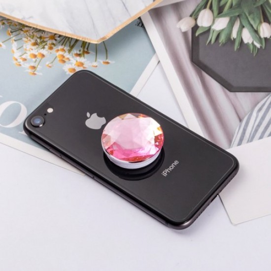 Diamond Texture Air Bag Mobile Phone Kickstand Cable Winder for iPhone XS/XS Max/XR/X. Samsung Galaxy S10/S9/S8 Etc. - Pink Holders & Docks