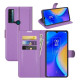 Litchi Texture PU Leather Case Flip Stand Shockproof Phone Cover with Wallet for TCL 20 SE - Purple TCL Mobile Cases
