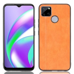 Stitching Line Design PU Leather Coated PC+TPU Phone Case for OPPO Realme C12 / Realme C25 / Realme 7i (Global Version) / Realme Narzo 20 / Realme Narzo 30A - Yellow