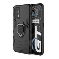 Cool Guard PC + TPU Combo Hybrid Phone Cover Case with Kickstand for Realme GT 5G - Black