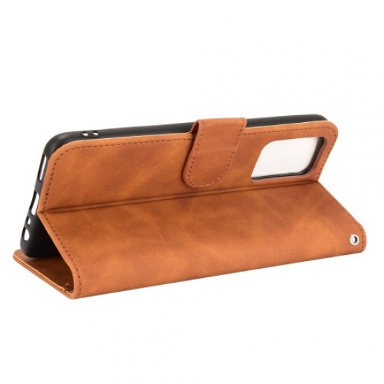 Silky Touch Leather Wallet Case Phone Shell for Realme GT - Brown Oppo Realme Cases Mobile