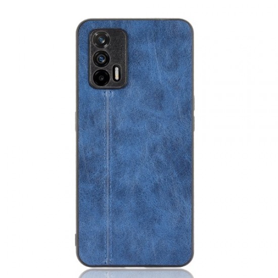 Stitching Line Design PU Leather Coated PC+TPU Phone Case for OPPO Realme GT 5G / Realme GT Neo / Realme Q3 Pro 5G - Blue Oppo Realme Cases Mobile