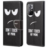 Θήκη Πορτοφόλι με Βάση Στήριξης (Όψη Δέρματος) για Xiaomi Poco M4 Pro 5G - Don't Touch My Phone