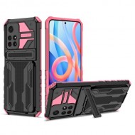Well-protected Phone Case Detachable Card Slot Design Hard PC Soft TPU Hybrid Cover for Xiaomi Poco M4 Pro 5G - Pink