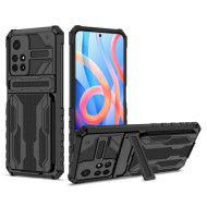 Well-protected Phone Case Detachable Card Slot Design Hard PC Soft TPU Hybrid Cover for Xiaomi Poco M4 Pro 5G - Black