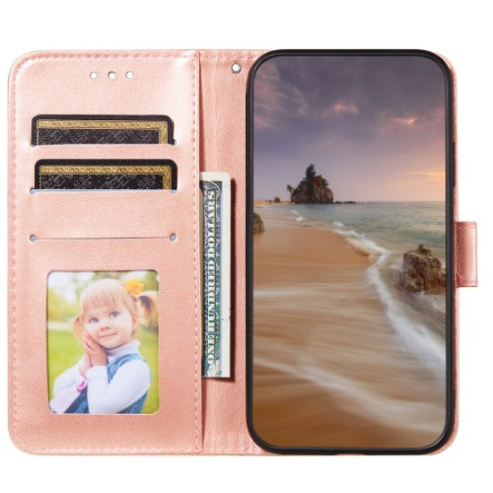 Magnetic Design Anti-fall Solid Color PU Leather Wallet Stand Flip Cover Phone Case with Wrist Strap for Xiaomi Poco M4 Pro 5G / Redmi Note 11 5G - Rose Gold XIAOMI Cases Mobile