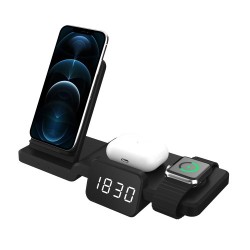 C100 Multi-function Wireless Charger Charging Station with Dimmable Time Display C100 Multi-function Wireless Charger Charging Station with Dimmable Time Display