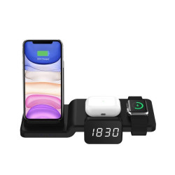 C100 Multi-function Wireless Charger Charging Station with Dimmable Time Display C100 Multi-function Wireless Charger Charging Station with Dimmable Time Display
