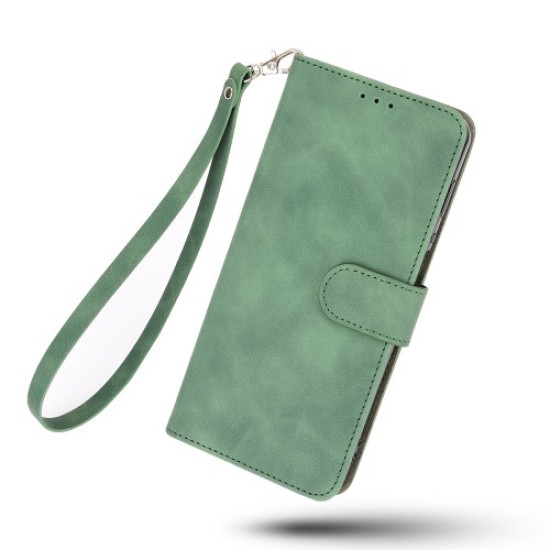 Well-Protected Anti-Scratch Magnetic Clasp Closure Skin-Touch Leather Phone Wallet Shell Stand Case for Xiaomi 11T/11T Pro - Green XIAOMI Cases Mobile