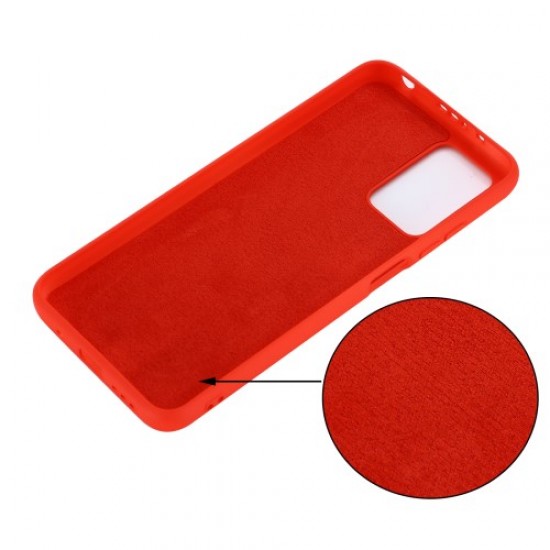 Liquid Silicone + Soft Microfiber Lining Slim Back Cover with Strap for Xiaomi Redmi 10 / Redmi 10 Prime/Note 11 4G - Red XIAOMI Cases Mobile