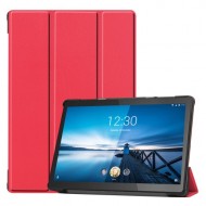 Stylish Tri-fold Leather Cover for Lenovo Tab M10 FHD REL TB-X605FC - Red