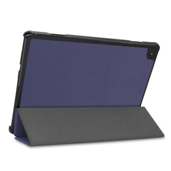 Stylish Tri-fold Leather Cover for Lenovo Tab M10 FHD REL TB-X605FC - Dark Blue Lenovo Cases Mobile Tablet