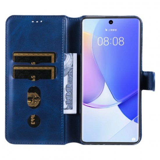 Θήκη Πορτοφόλι με Βάση Στήριξης (Όψη Δέρματος) Ρετρό για Huawei nova 9 / Honor 50 - Μπλε Huawei Θήκες Κινητών