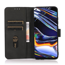 KHAZNEH Textured Anti-drop PU Leather Phone Cover Stand Wallet Case for Huawei nova 9 - Black
