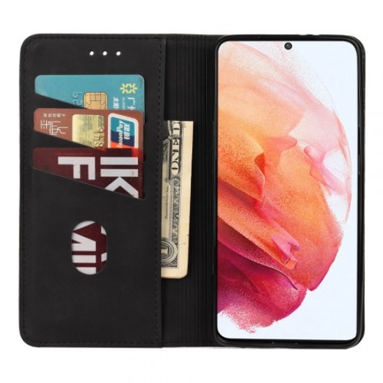 Shockproof Business Phone Case Splicing Leather Phone Stand Cover for Samsung Galaxy S21 5G -Black Samsung Cases Mobile