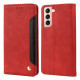Shockproof Business Phone Case Splicing Leather Phone Stand Cover for Samsung Galaxy S21 5G -Red Samsung Cases Mobile