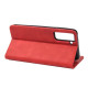 Shockproof Business Phone Case Splicing Leather Phone Stand Cover for Samsung Galaxy S21 5G -Red Samsung Cases Mobile