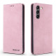 TAOKKIM Leather Phone Case Vintage Style Auto-absorbed Cover for Samsung Galaxy S21+ 5G - Pink Samsung Cases Mobile