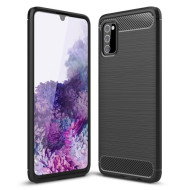 Θήκη Σιλικόνης TPU Carbon Fiber Brushed για Samsung Galaxy A03s - Μαύρο