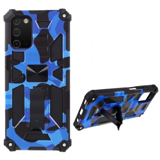 Camouflage Design Well-Protected Detachable 2 in 1 Drop-proof Phone Shell for Samsung Galaxy A03s (166.5 x 75.98 x 9.14mm) - Dark Blue Samsung Cases Mobile