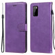 Solid Color PU Leather Phone Case Wallet Stand Cover with Strap for Samsung Galaxy A03s (166.5 x 75.98 x 9.14mm) - Purple Samsung Cases Mobile
