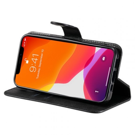 Folio Flip Leather Wallet Phone Protective Cover Stand Case for iPhone 13 mini 5.4 inch - Black Apple Cases Mobile
