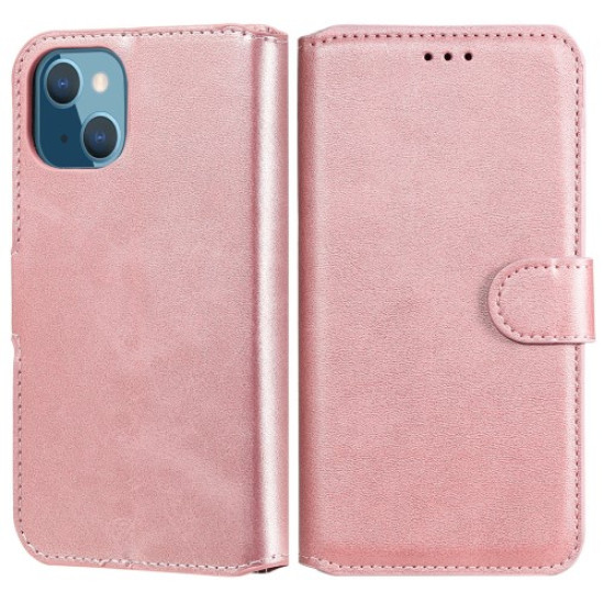 Folio Flip Leather Wallet Phone Protective Cover Stand Case for iPhone 13 mini 5.4 inch - Rose Gold Apple Cases Mobile