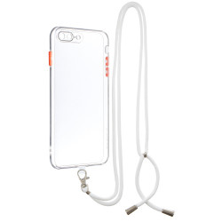Solid Acrylic Back Reinforced Soft TPU Frame Ultra Clear Back Cover with Adjustable Lanyard for iPhone 7 Plus 5.5 inch / 8 Plus 5.5 inch - Transparent