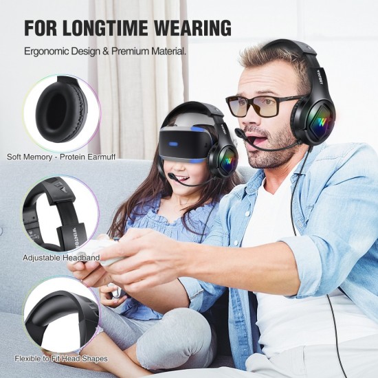Wintory M1 Gaming Earphone Headphone Wired Headset with Mic for PC Cell Phone Laptop - Black Headsets