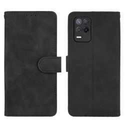 Θήκη Πορτοφόλι με Βάση Στήριξης (Όψη Δέρματος Σουέτ) για Realme 8 5G / V13 5G - Μαύρο