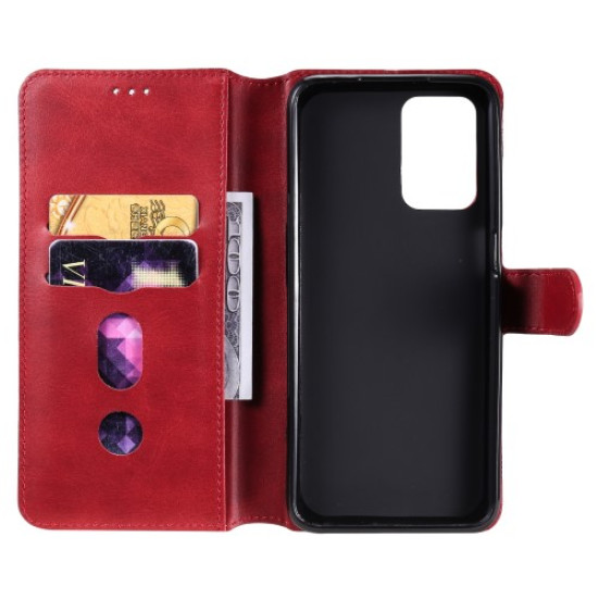 Wallet Stand Design Full Body Protection PU Leather Phone Case Cover for Realme 8 5G - Red Oppo Realme Cases Mobile