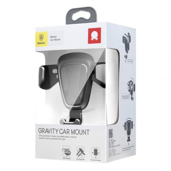 BASEUS Gravity Car Mount Rotation Car Air Vent Mount Holder for iPhone Samsung Huawei - Black Holders & Docks