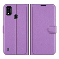 Litchi Texture Wallet Stand Design Magnetic Clasp PU Leather Case Cover for ZTE Blade A51 - Purple