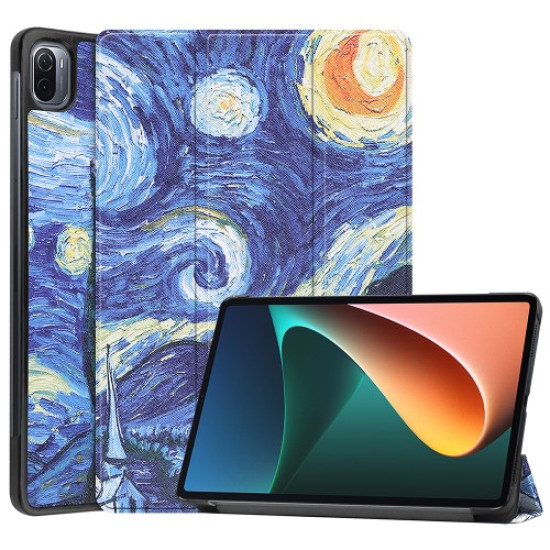 Pattern Printing PU Leather Tri-Fold Stand Flip Case with Auto Sleep / Wake Feature for Xiaomi Pad 5 - Starry Sky XIAOMI  Tablet Cases