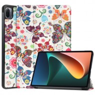 Pattern Printing PU Leather Tri-Fold Stand Flip Case with Auto Sleep / Wake Feature for Xiaomi Pad 5 - Butterflies